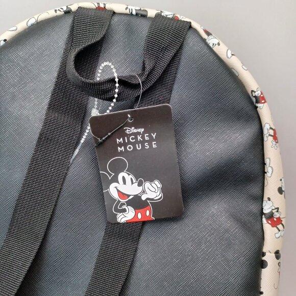 Disney Mickey Mouse Backpack BioWorld Cream Black Red Mini Bag NEW - Picture 4 of 16